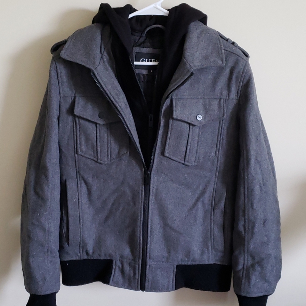 Wool Bomber jacket with hoodie